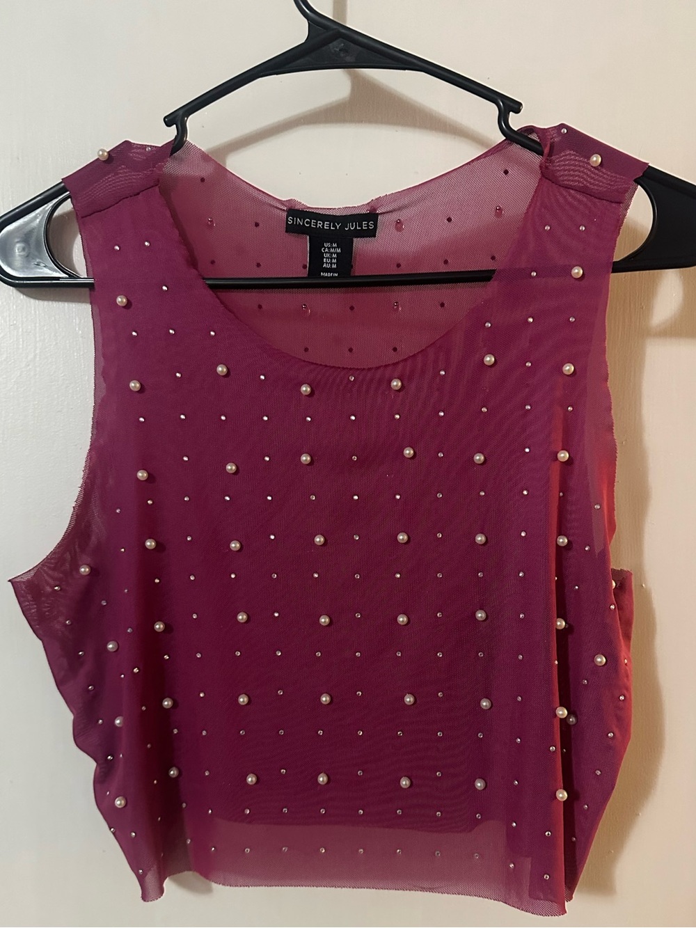 Embellished Sheer Crop Top
